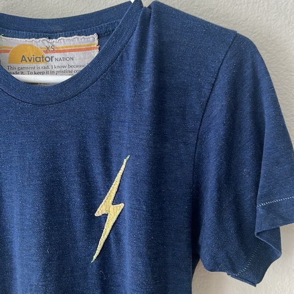Aviator Nation super soft triblend tee lightning bolt navy rainbow - Picture 4 of 12